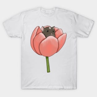 Cute brown gerbil in a flower T-Shirt